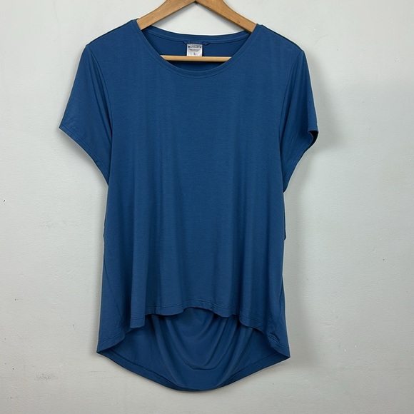 Athleta Air Out Cinch Short Sleeve Tee Shirt Blue Sz XL - Picture 5 of 13